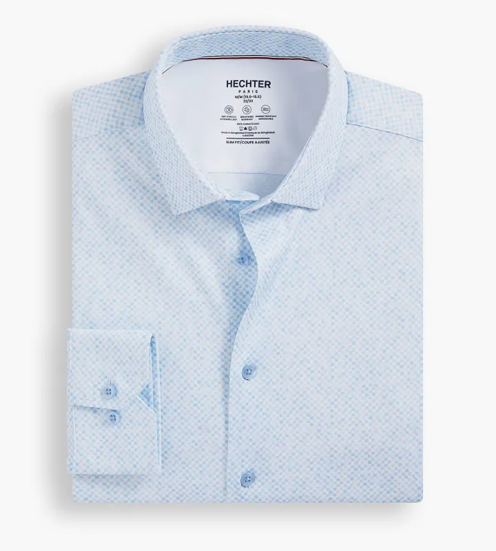 Slim Fit 360° Stretch Soft Touch Geo Print Jersey Dress Shirt sold by Tip Top