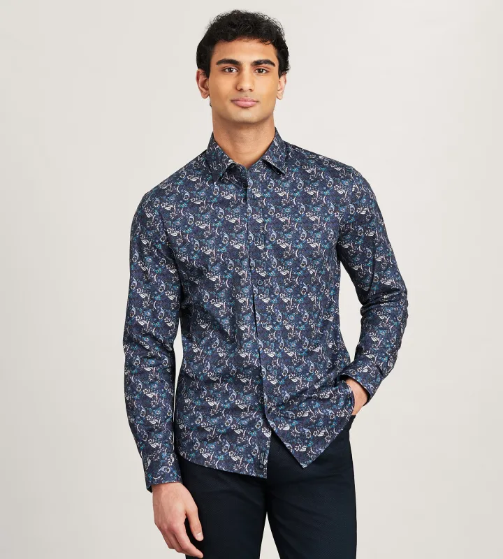 Long Sleeve 360 Stretch Floral Print Casual Shirt sold by Tip Top