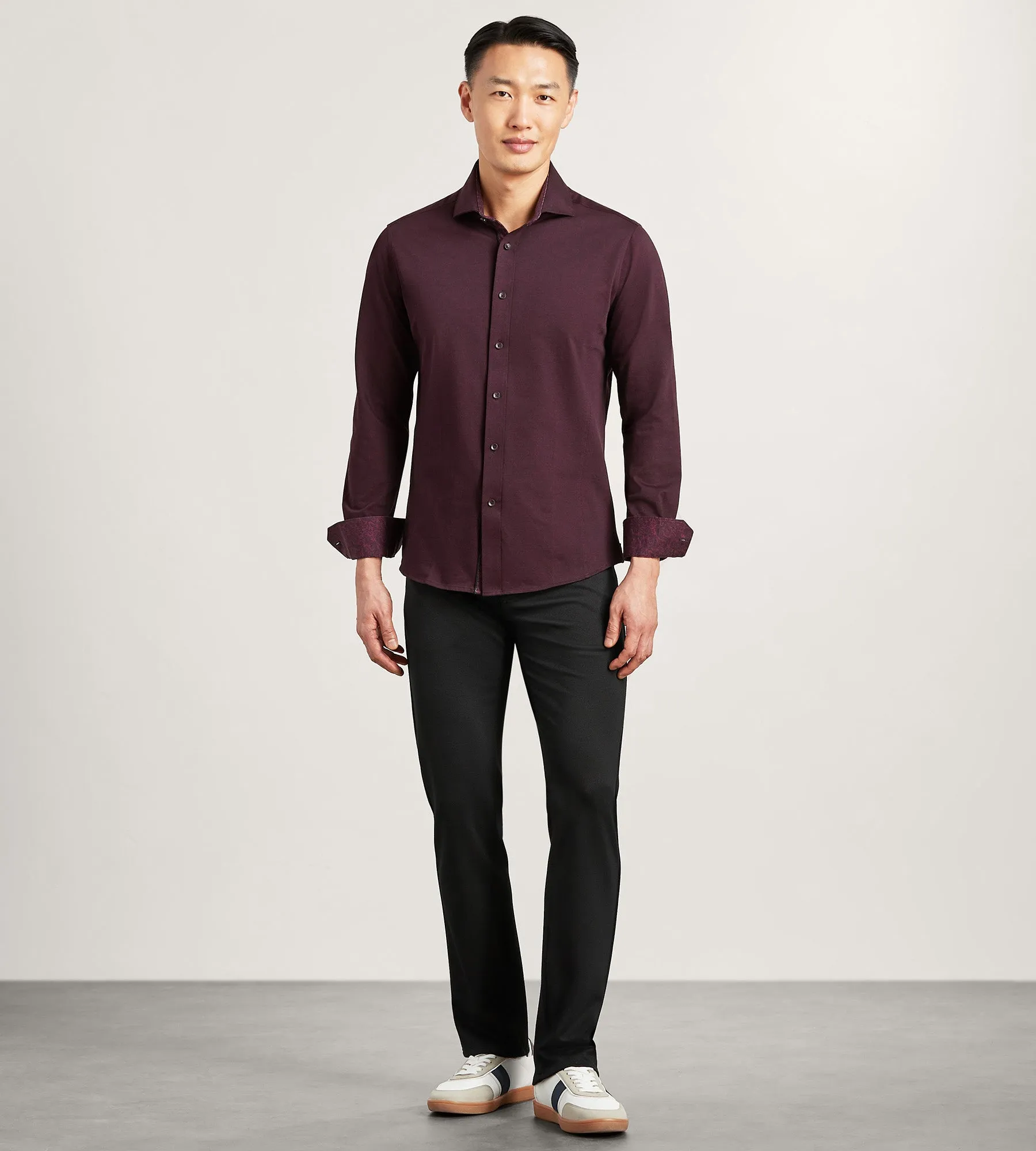 Long Sleeve Jacquard Stretch Casual Shirt sold by Tip Top product image thumbnail 4