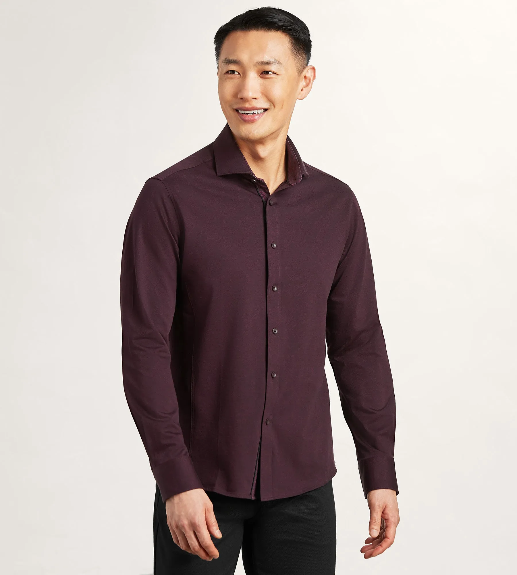 Long Sleeve Jacquard Stretch Casual Shirt sold by Tip Top