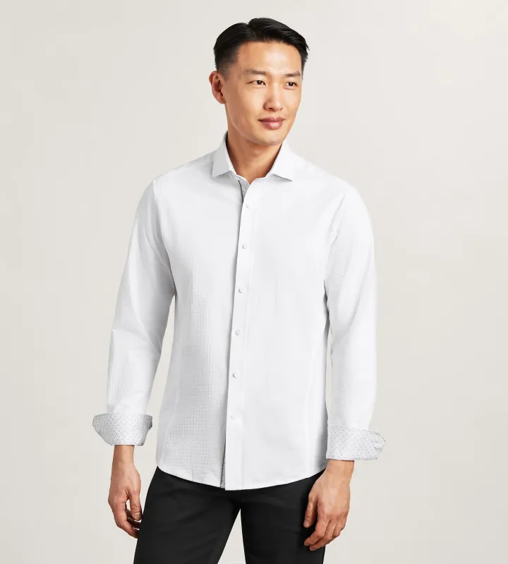 Long Sleeve Jacquard Stretch Casual Shirt sold by Tip Top