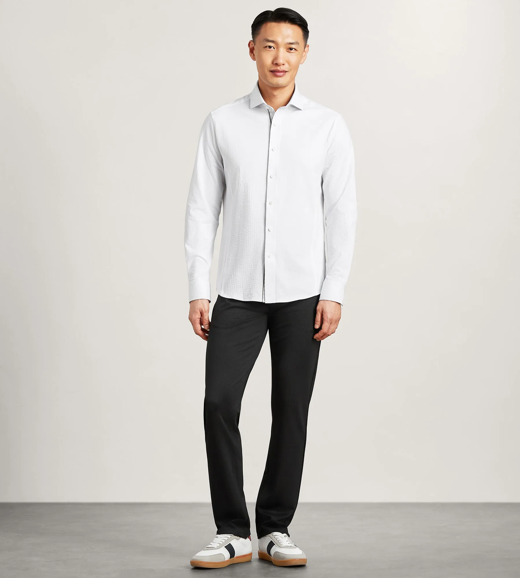 Long Sleeve Jacquard Stretch Casual Shirt sold by Tip Top product image thumbnail 4