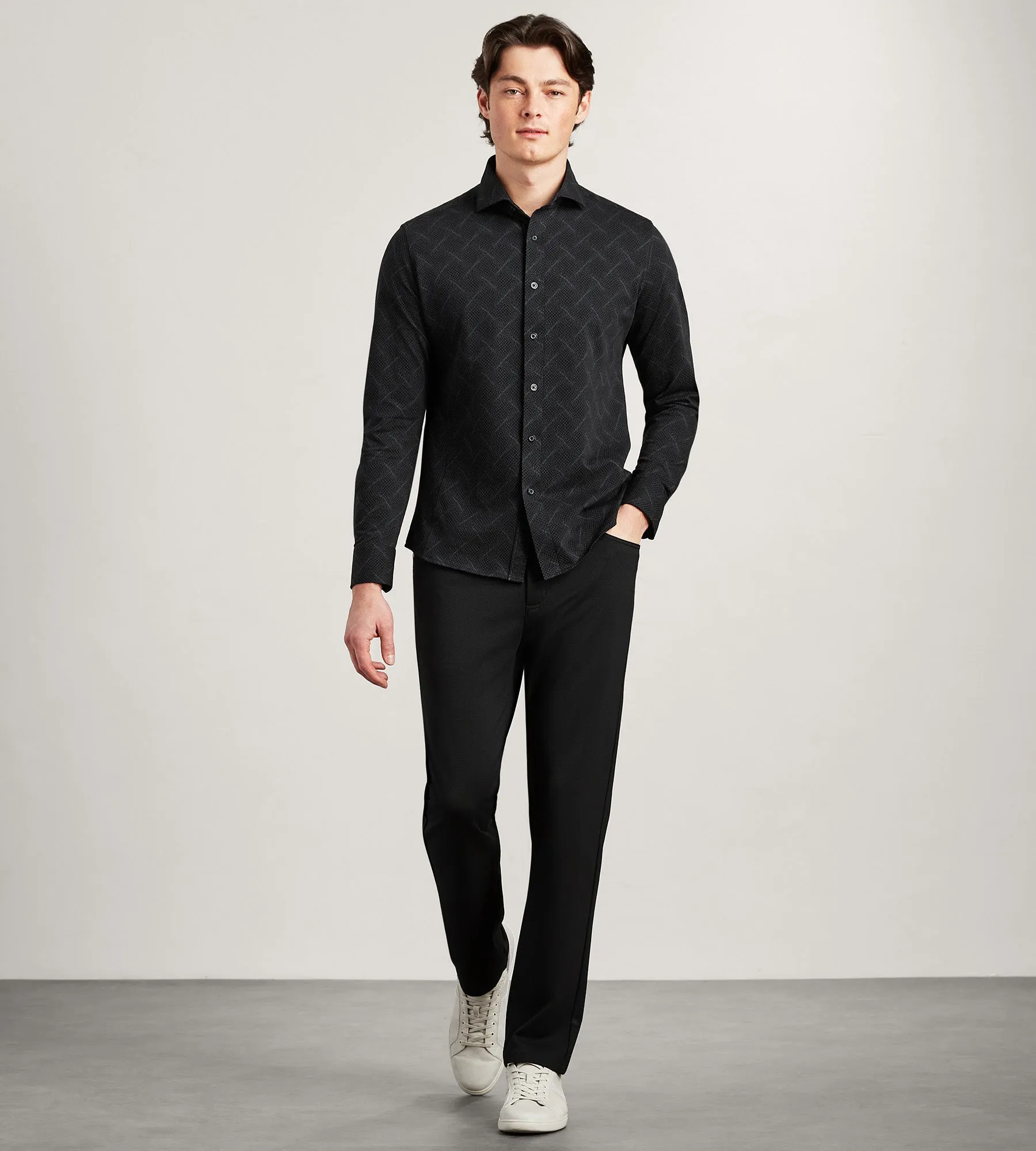 Long Sleeve Jacquard Stretch Casual Shirt sold by Tip Top product image thumbnail 4