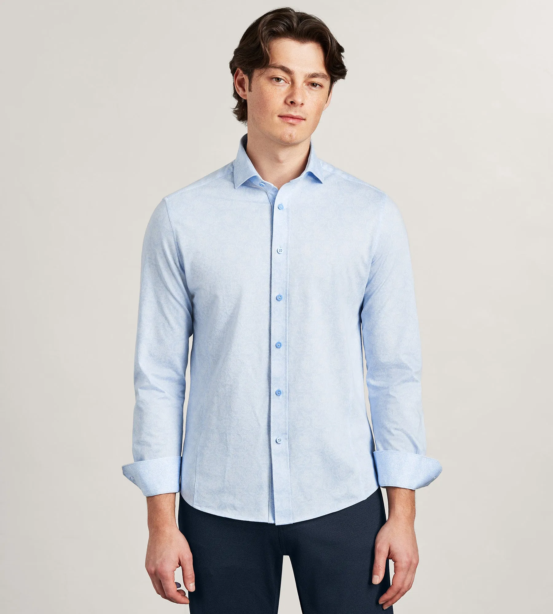 Long Sleeve Jacquard Stretch Casual Shirt sold by Tip Top