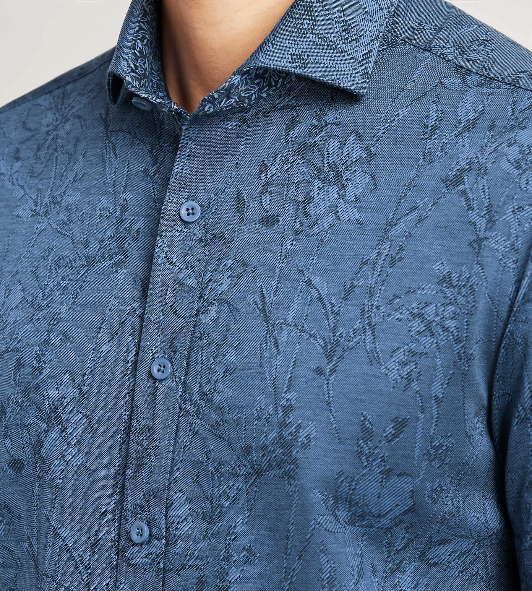 Long Sleeve Jacquard Stretch Casual Shirt sold by Tip Top product image thumbnail 3