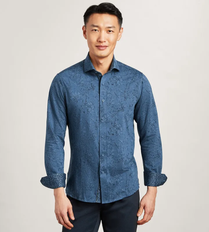 Long Sleeve Jacquard Stretch Casual Shirt sold by Tip Top