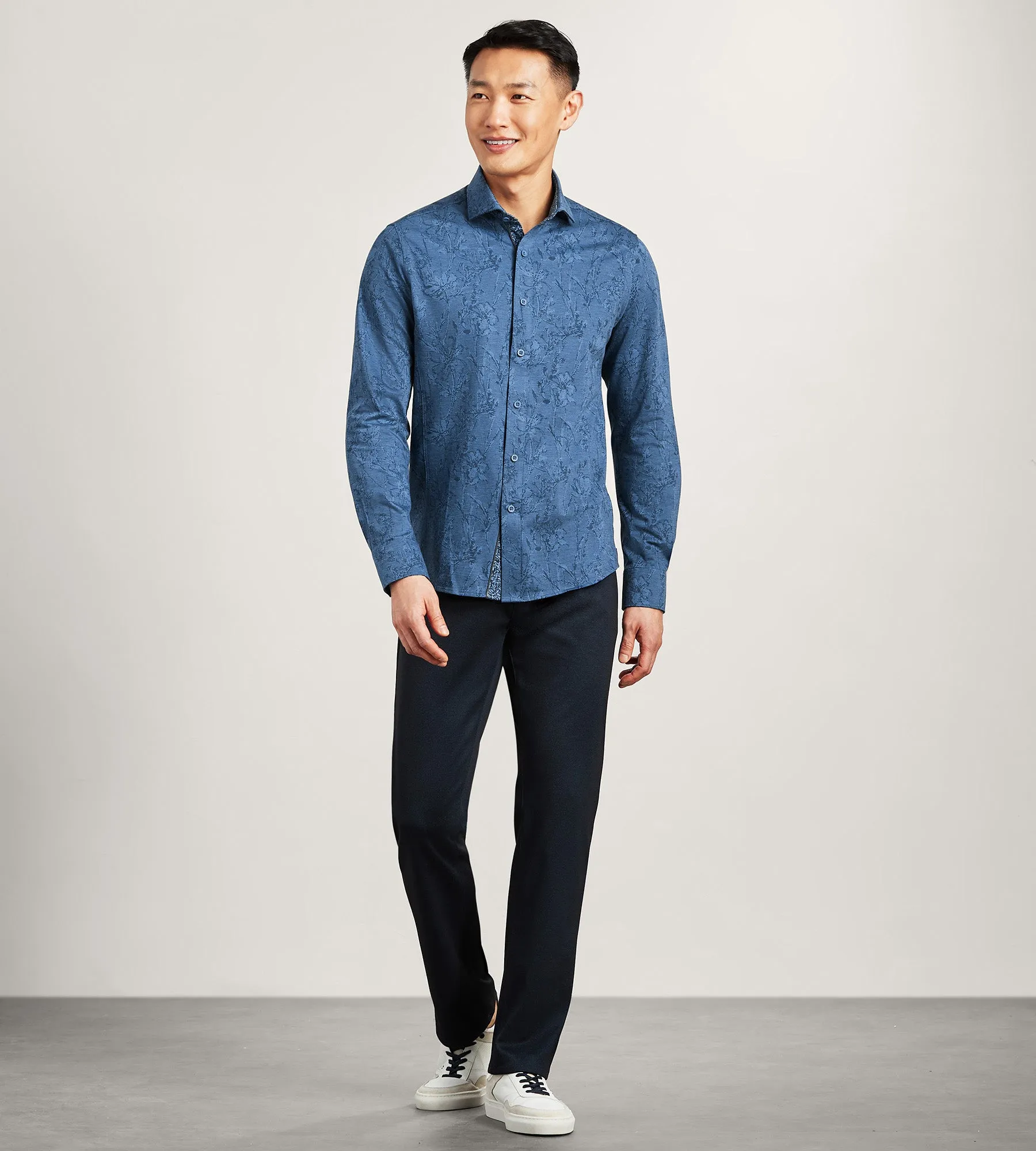 Long Sleeve Jacquard Stretch Casual Shirt sold by Tip Top product image thumbnail 2