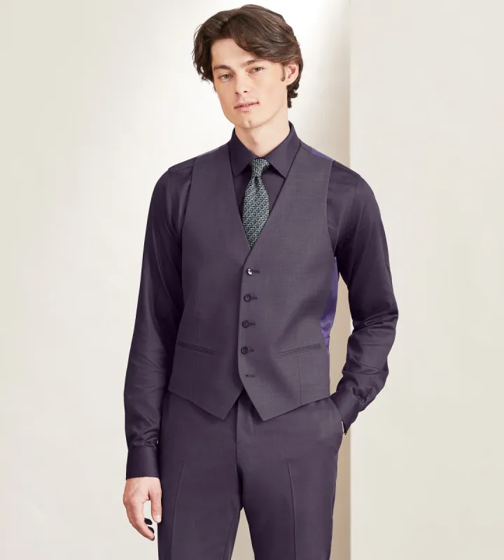 Deep Purple Solid Suit Vest sold by Tip Top
