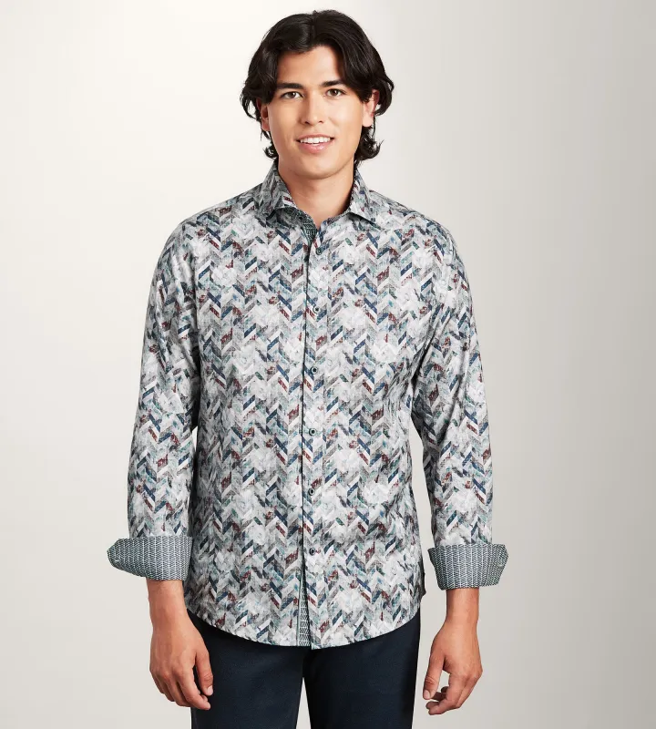 Long Sleeve Geo Print Casual Shirt sold by Tip Top