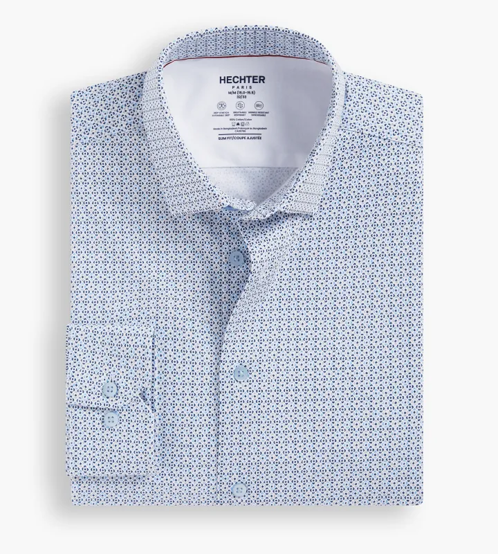 Slim Fit 360° Stretch Soft Touch Geo Print Jersey Dress Shirt sold by Tip Top