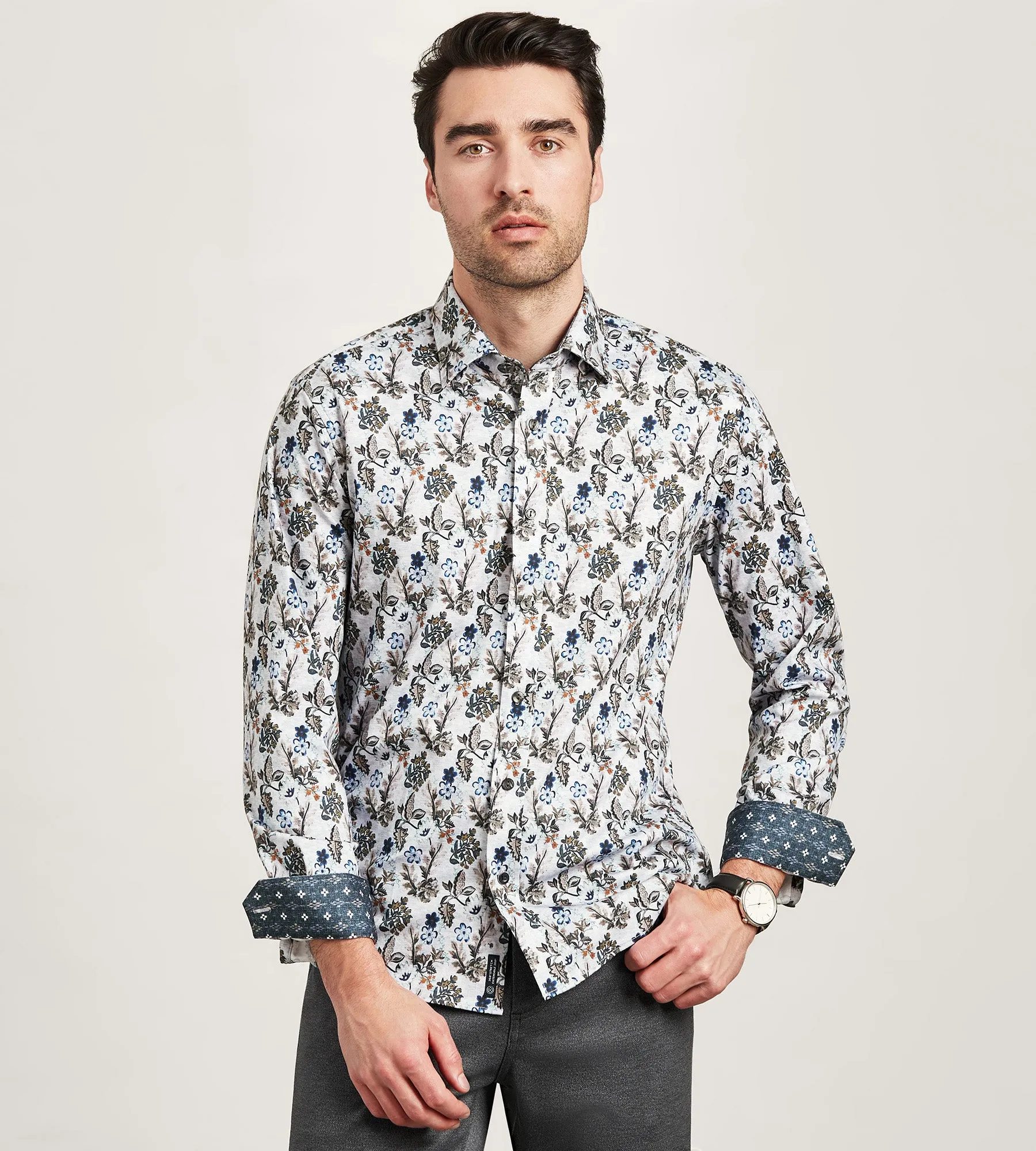 Long Sleeve 360 Stretch Floral Print Casual Shirt sold by Tip Top