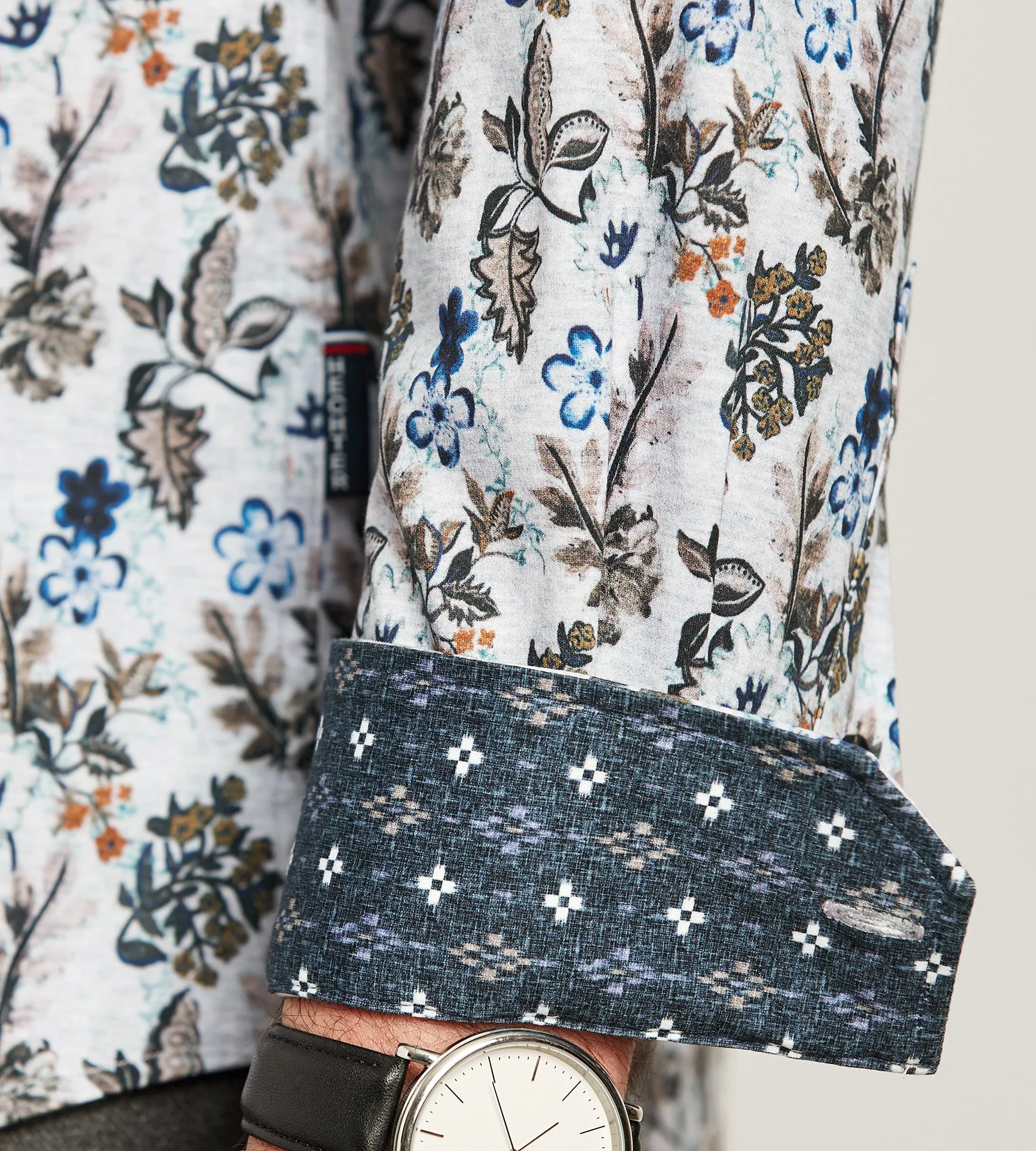 Long Sleeve 360 Stretch Floral Print Casual Shirt sold by Tip Top product image thumbnail 3