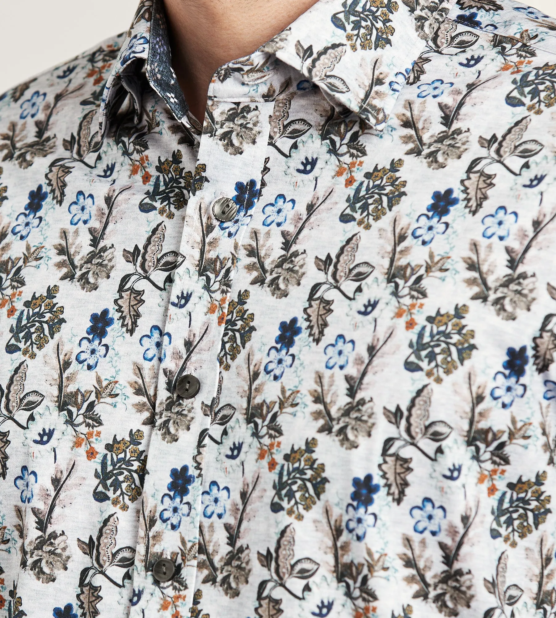 Long Sleeve 360 Stretch Floral Print Casual Shirt sold by Tip Top product image thumbnail 2