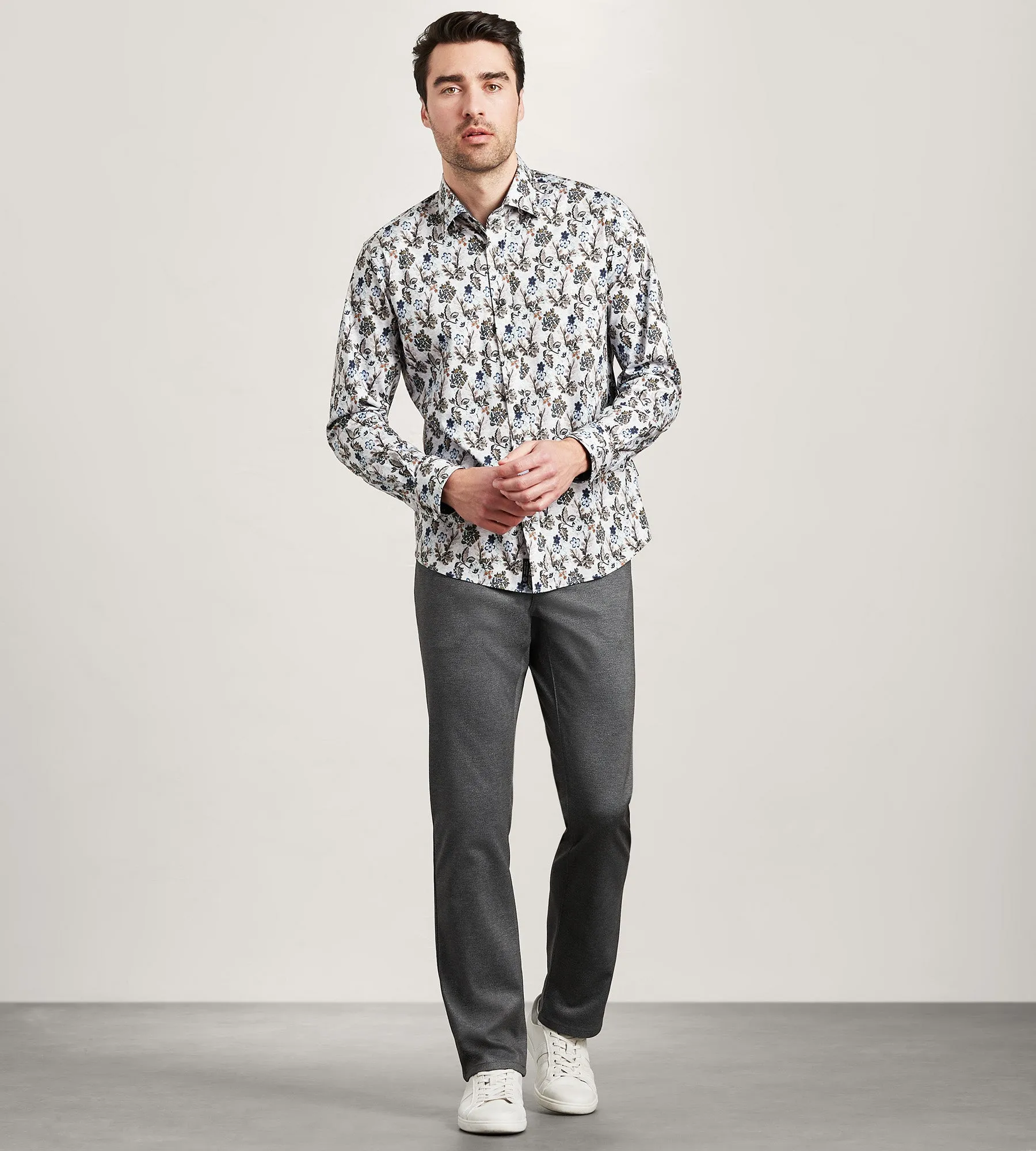Long Sleeve 360 Stretch Floral Print Casual Shirt sold by Tip Top product image thumbnail 4