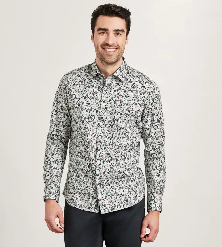 Long Sleeve 360 Stretch Floral Print Casual Shirt sold by Tip Top