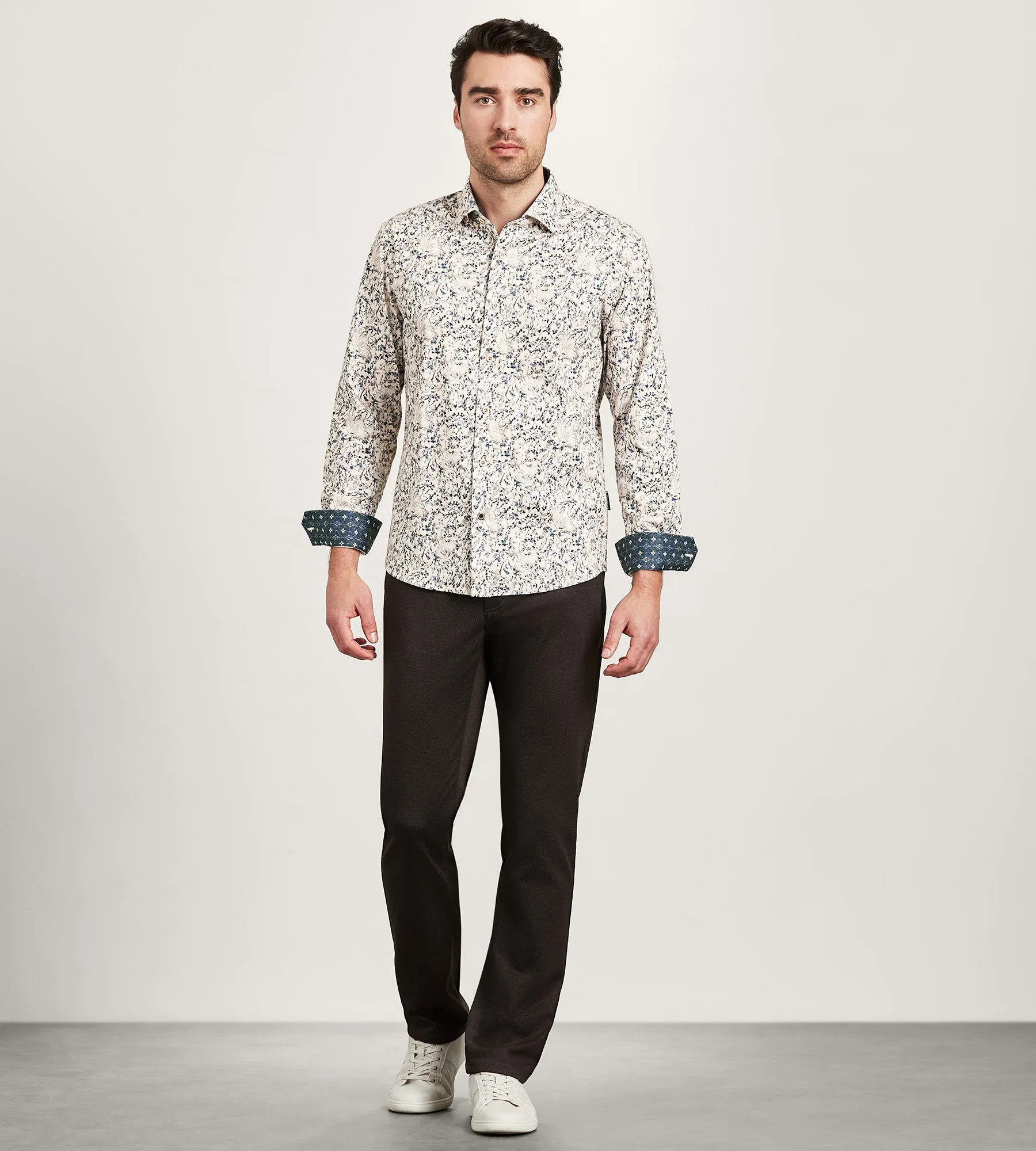 Long Sleeve 360 Stretch Geo Print Casual Shirt sold by Tip Top product image thumbnail 4
