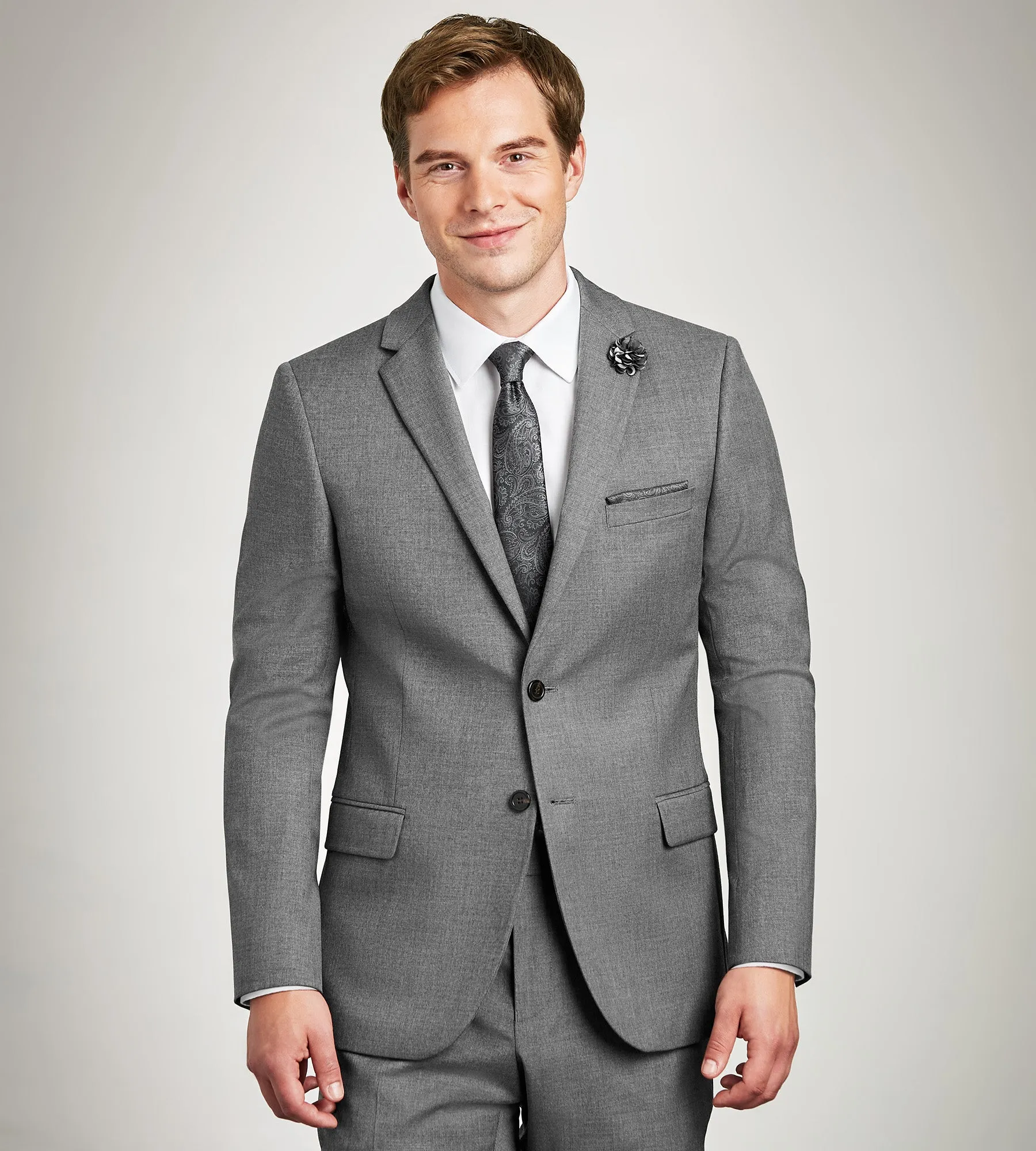 Modern Fit Grey Solid Suit Jacket sold by Tip Top
