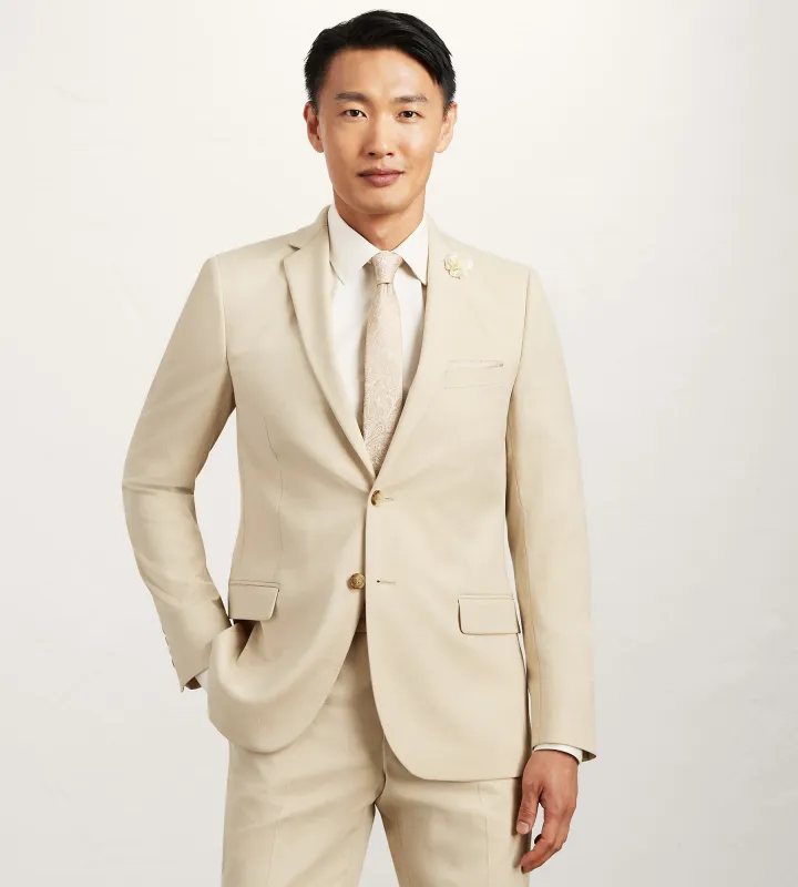 Slim Fit Wheat Solid Suit Jacket sold by Tip Top