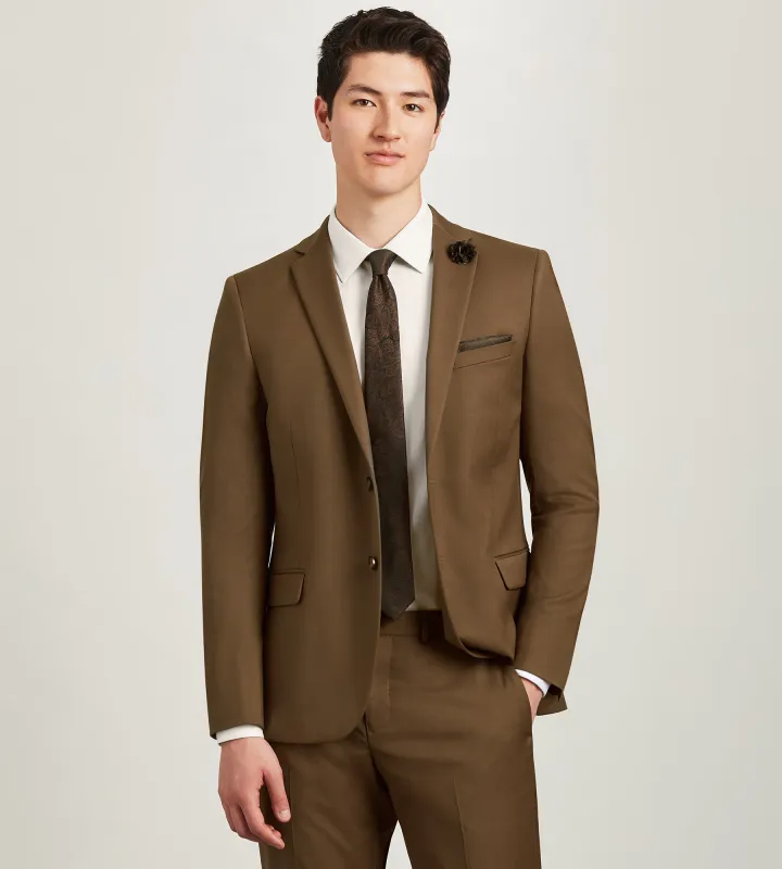 Modern Fit Caramel Solid Suit Jacket sold by Tip Top
