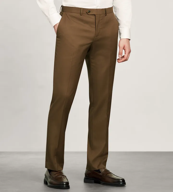 Slim Fit Caramel Solid Suit Pants sold by Tip Top