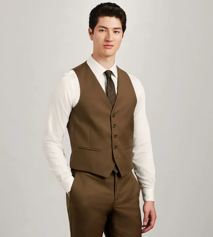 Caramel Solid Suit Vest sold by Tip Top