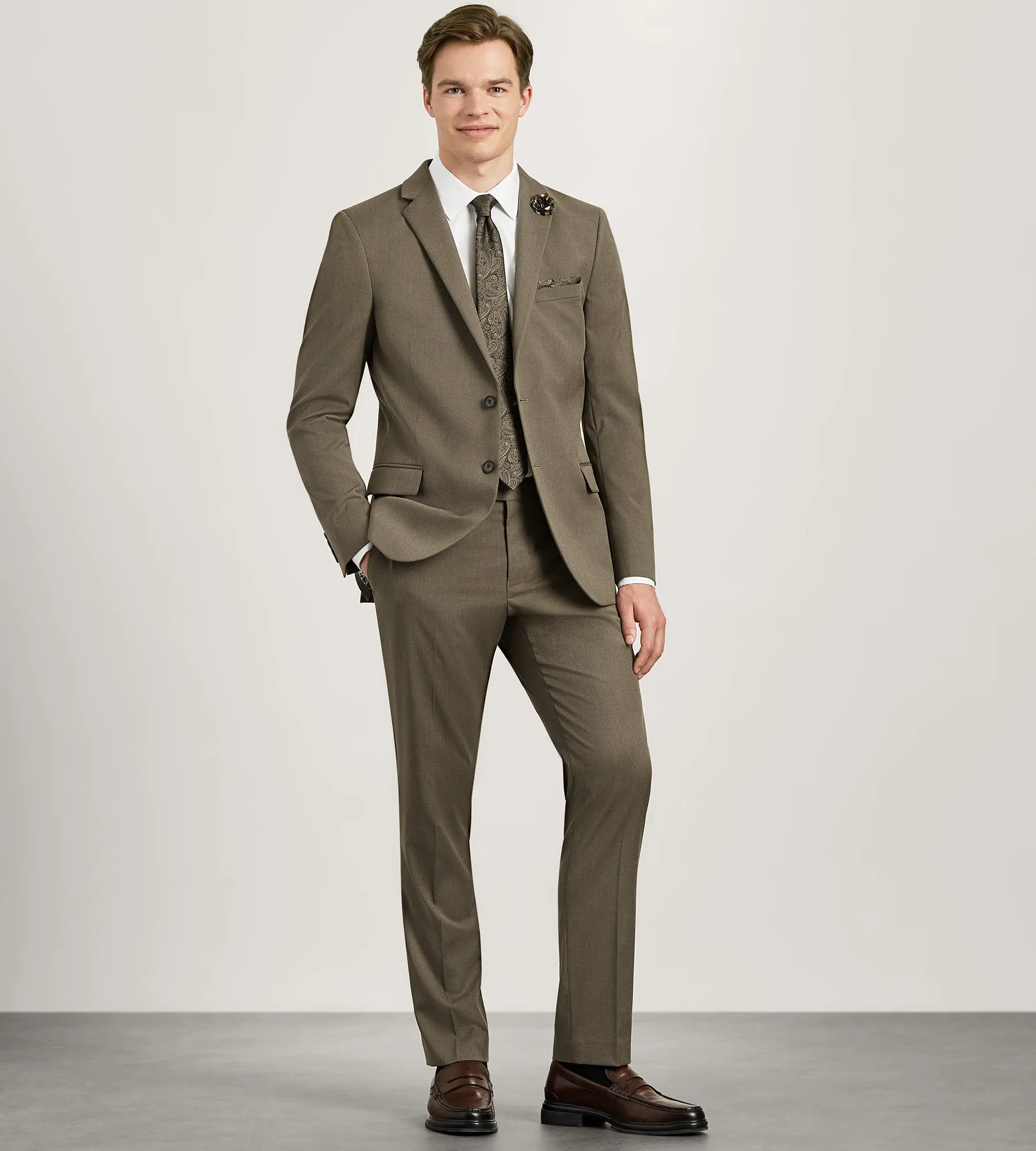 Slim Fit Brown Solid Suit sold by Tip Top product image thumbnail 3