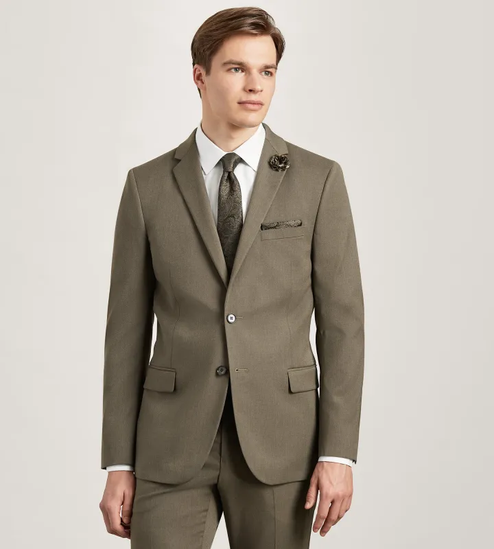 Slim Fit Brown Solid Suit Jacket sold by Tip Top