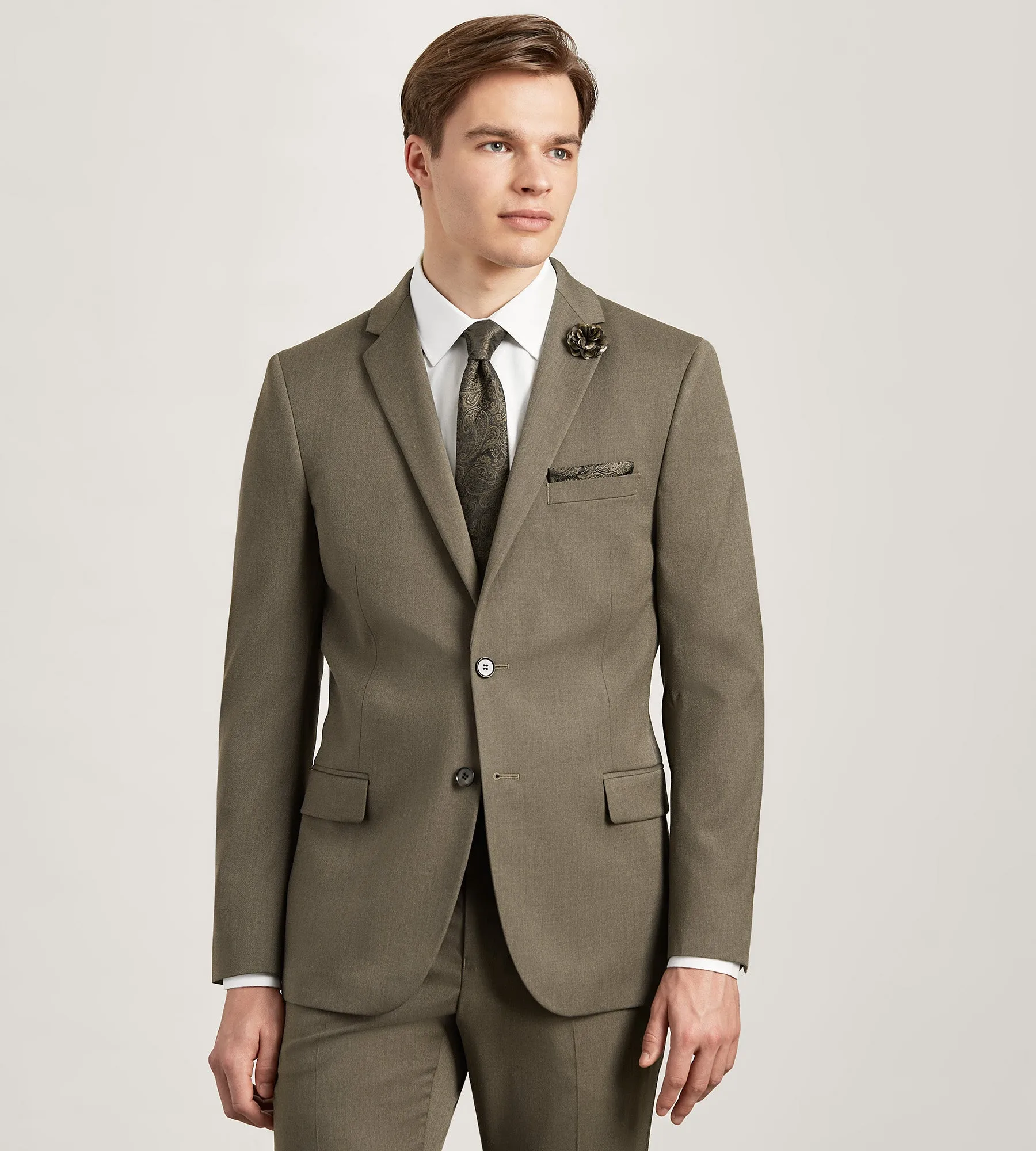 Slim Fit Brown Solid Suit Jacket sold by Tip Top