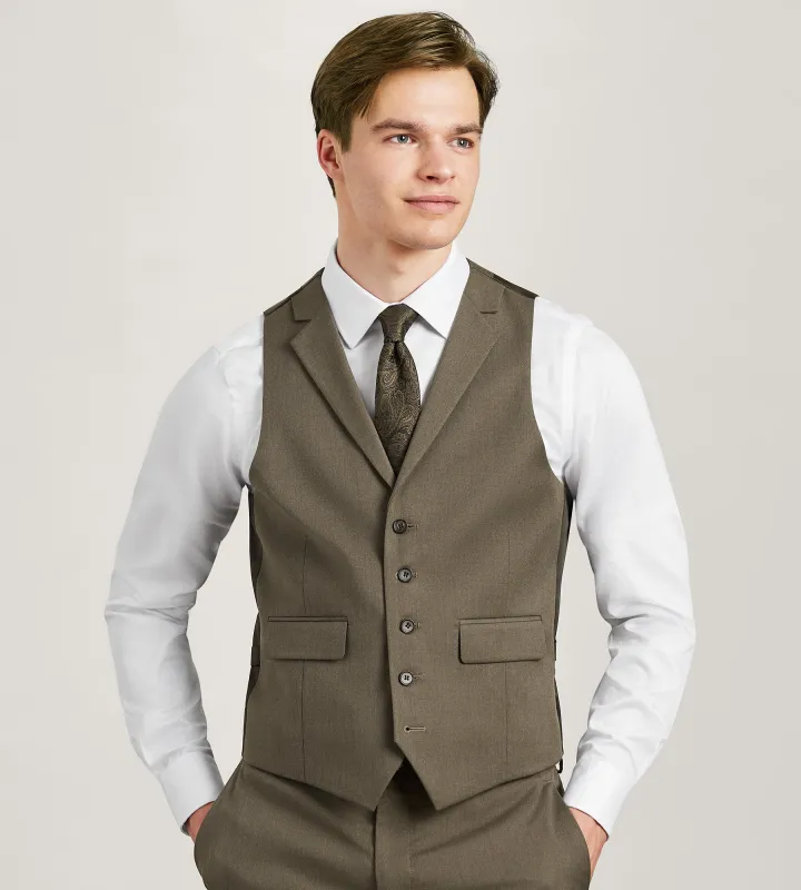 Brown Solid Suit Vest sold by Tip Top