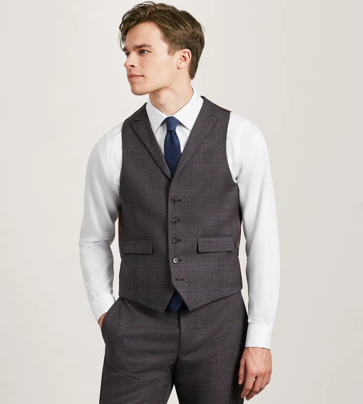Burgundy Plaid Suit Vest sold by Tip Top