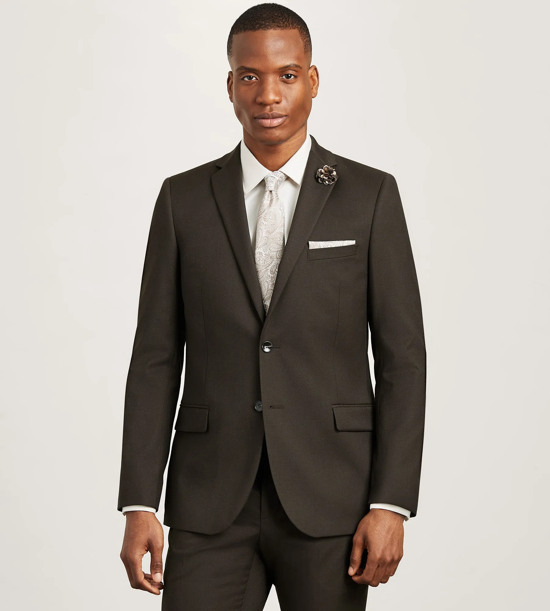 Modern Fit Dark Brown Solid Suit Jacket sold by Tip Top