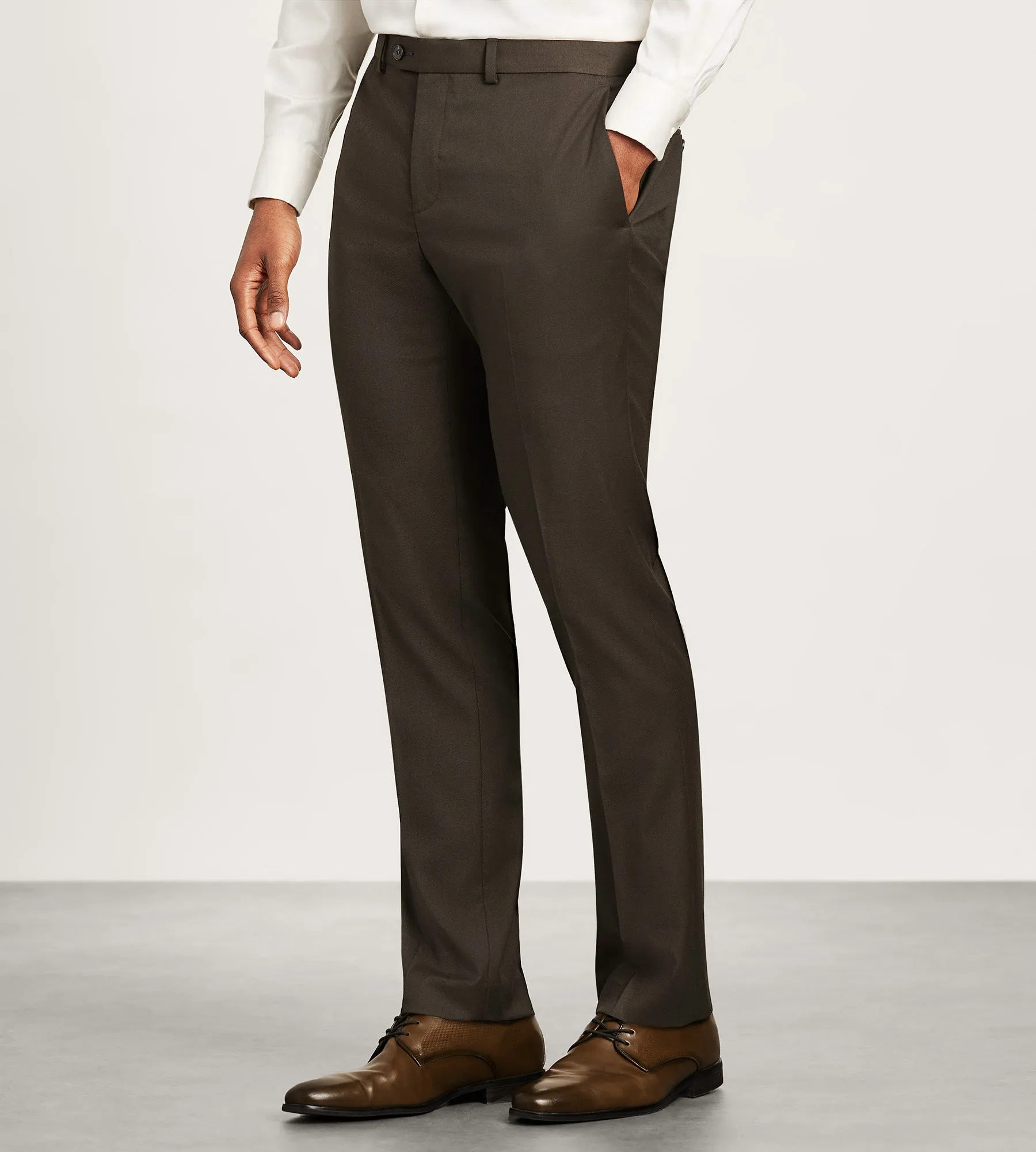Slim Fit Dark Brown Solid Suit Pants sold by Tip Top