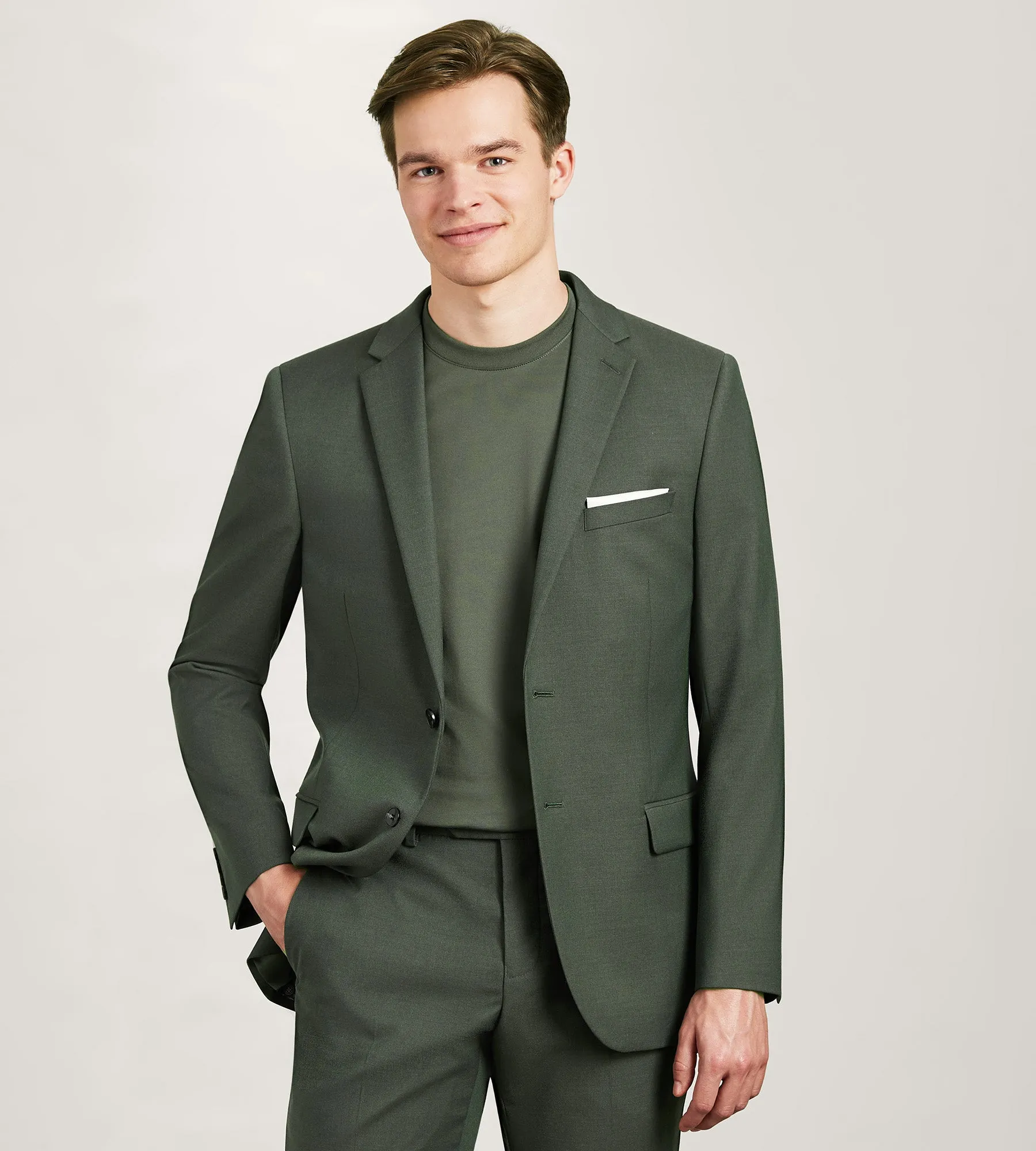 Modern Fit Olive Solid Suit Jacket sold by Tip Top product image thumbnail 5