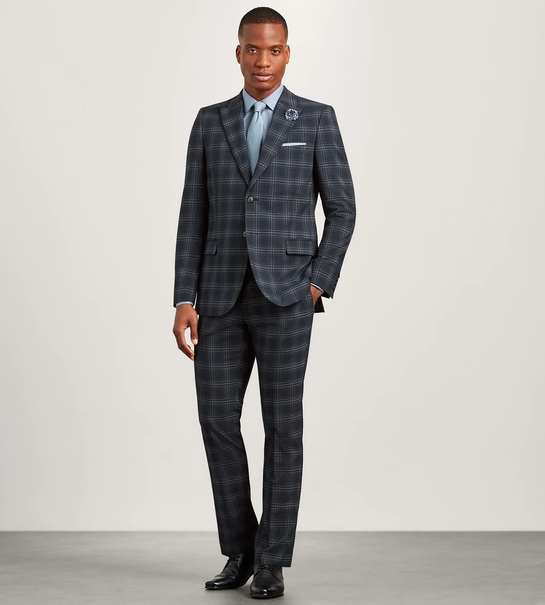 Modern Fit Navy Plaid Suit Jacket sold by Tip Top product image thumbnail 3