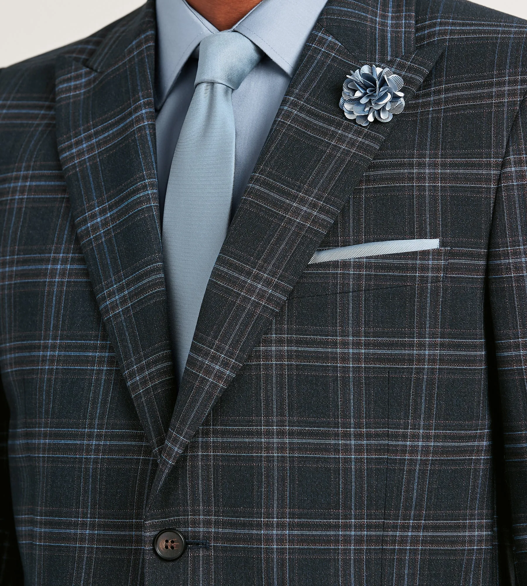 Slim Fit Navy Plaid Suit Jacket sold by Tip Top product image thumbnail 2