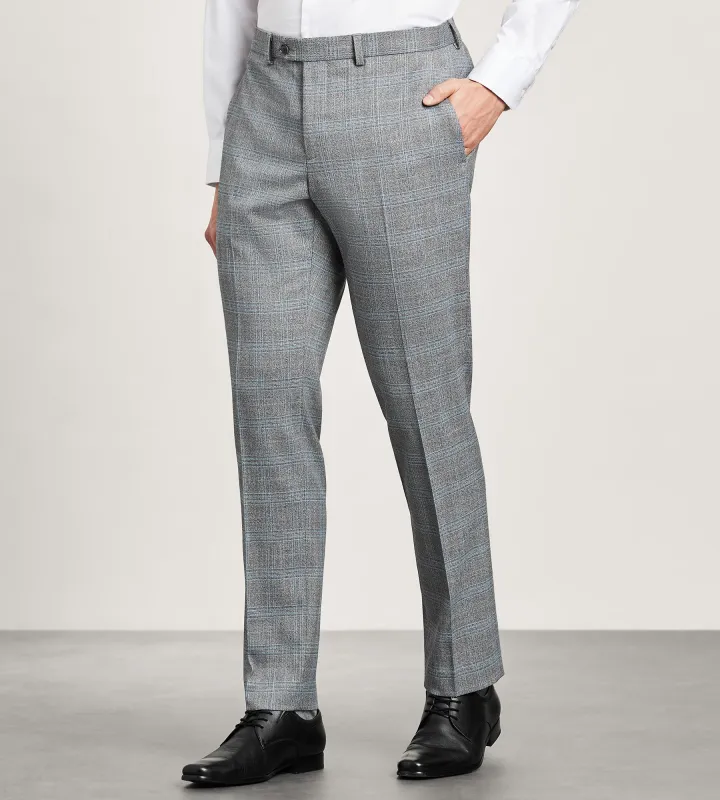Slim Fit Grey Plaid Suit Pants sold by Tip Top