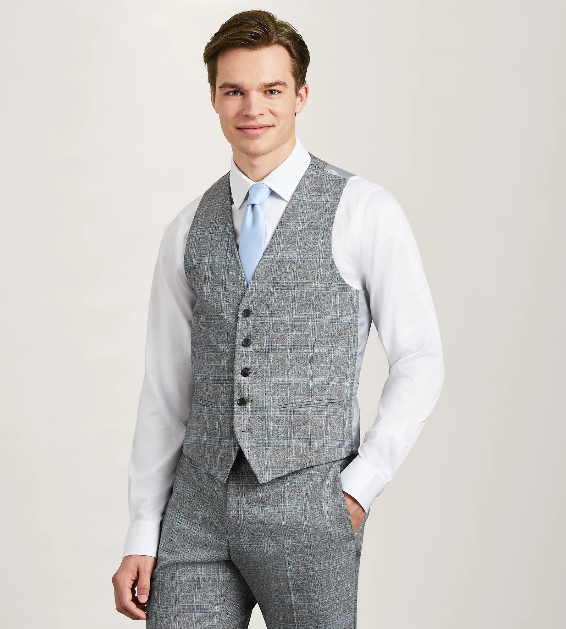 Grey Plaid Suit Vest sold by Tip Top