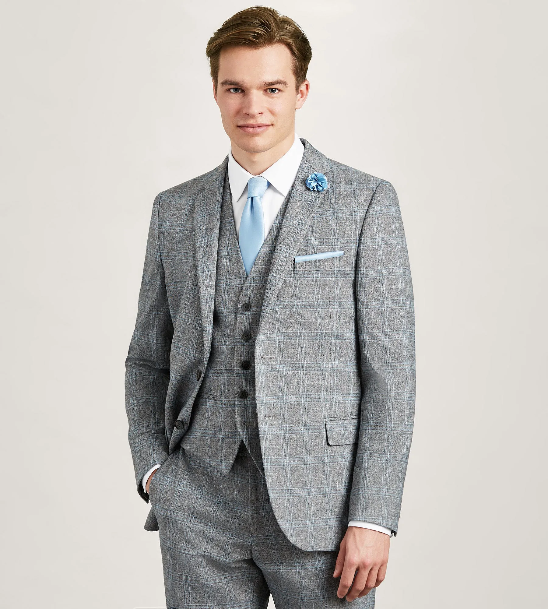 Grey Plaid Suit Vest sold by Tip Top product image thumbnail 4