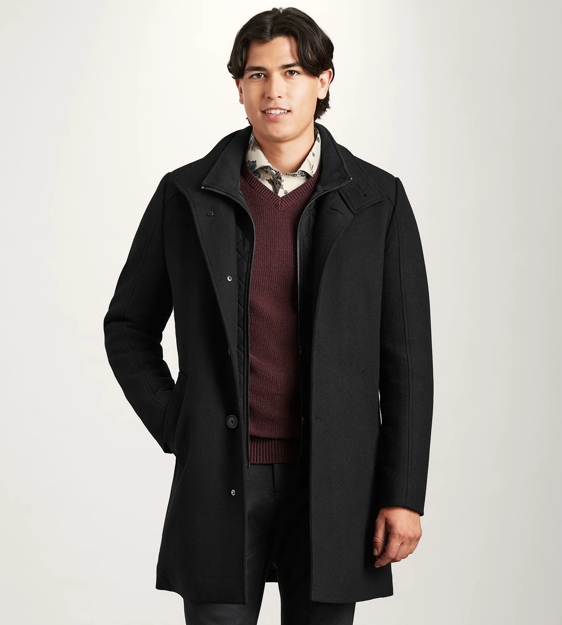 Slim Fit Funnel Collar Wool Coat sold by Tip Top