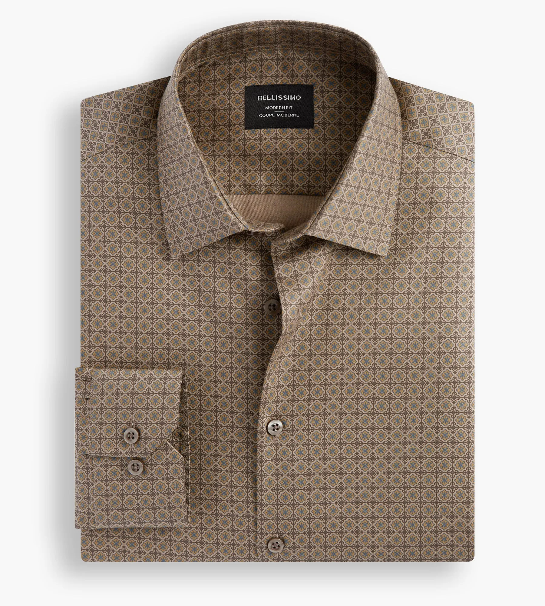 Modern Fit Non- Iron Printed Sateen Dress Shirt sold by Tip Top