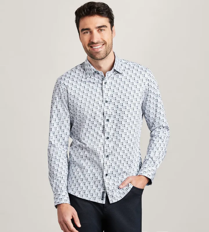 Long Sleeve 360 Stretch Geo Print Casual Shirt sold by Tip Top