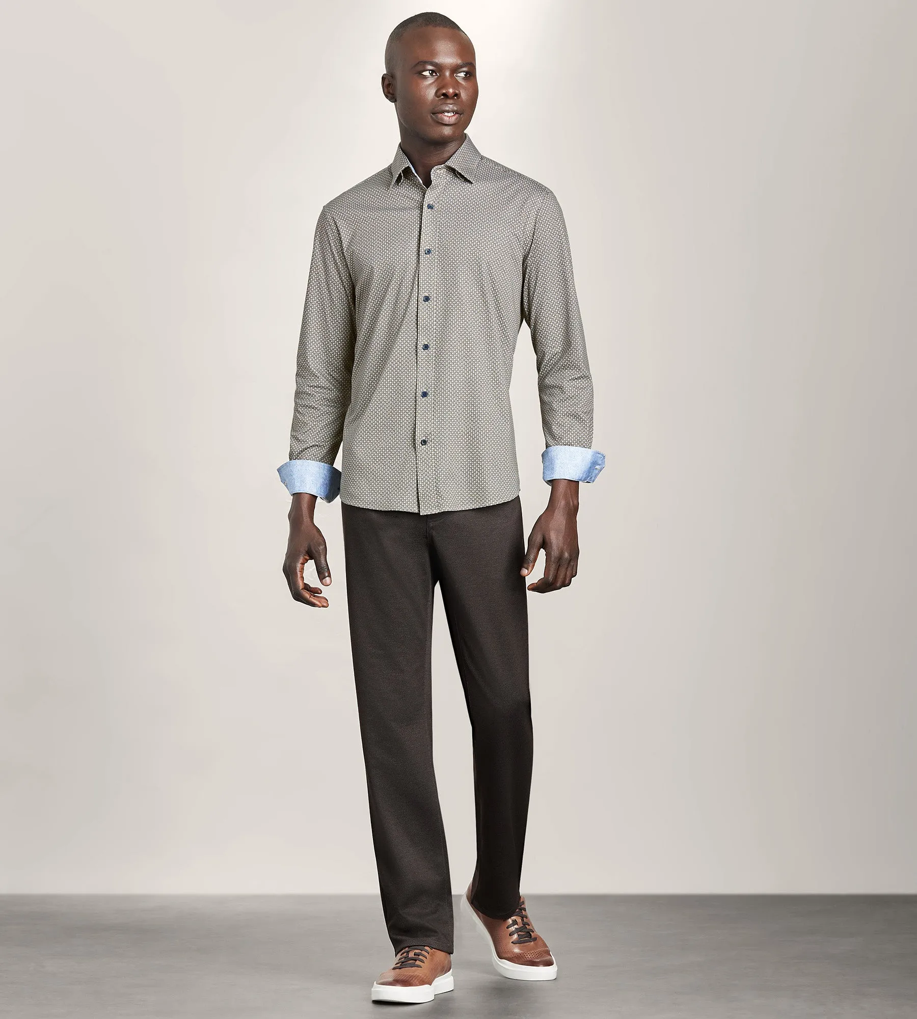 Long Sleeve 360 Stretch Geo Print Casual Shirt sold by Tip Top product image thumbnail 4