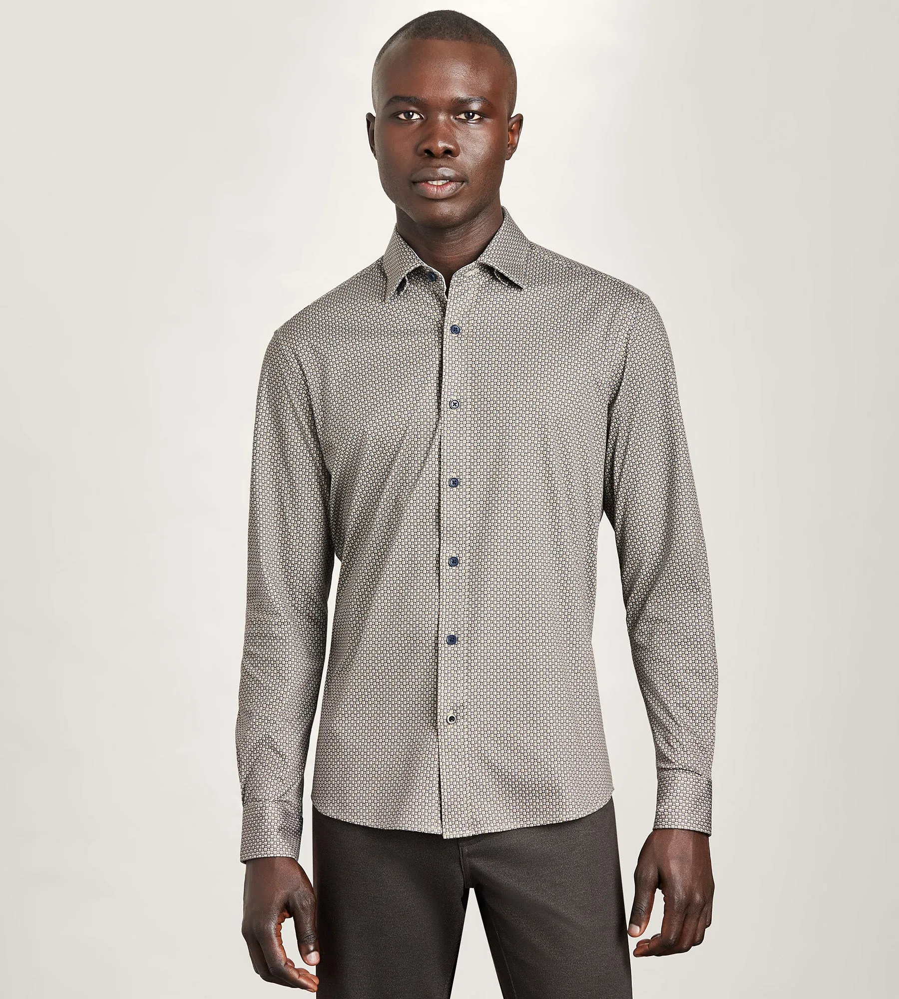 Long Sleeve 360 Stretch Geo Print Casual Shirt sold by Tip Top