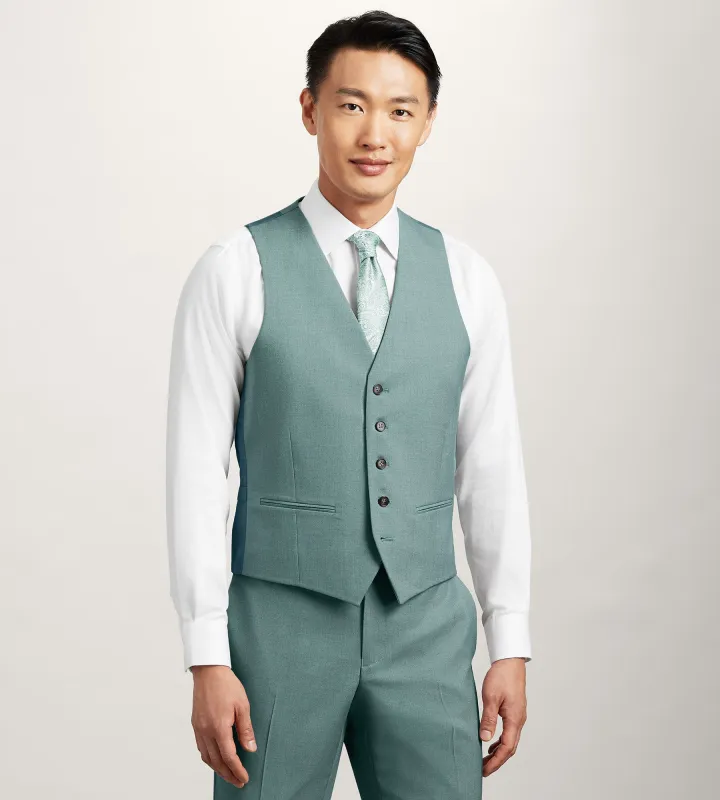 Teal Solid Suit Vest sold by Tip Top