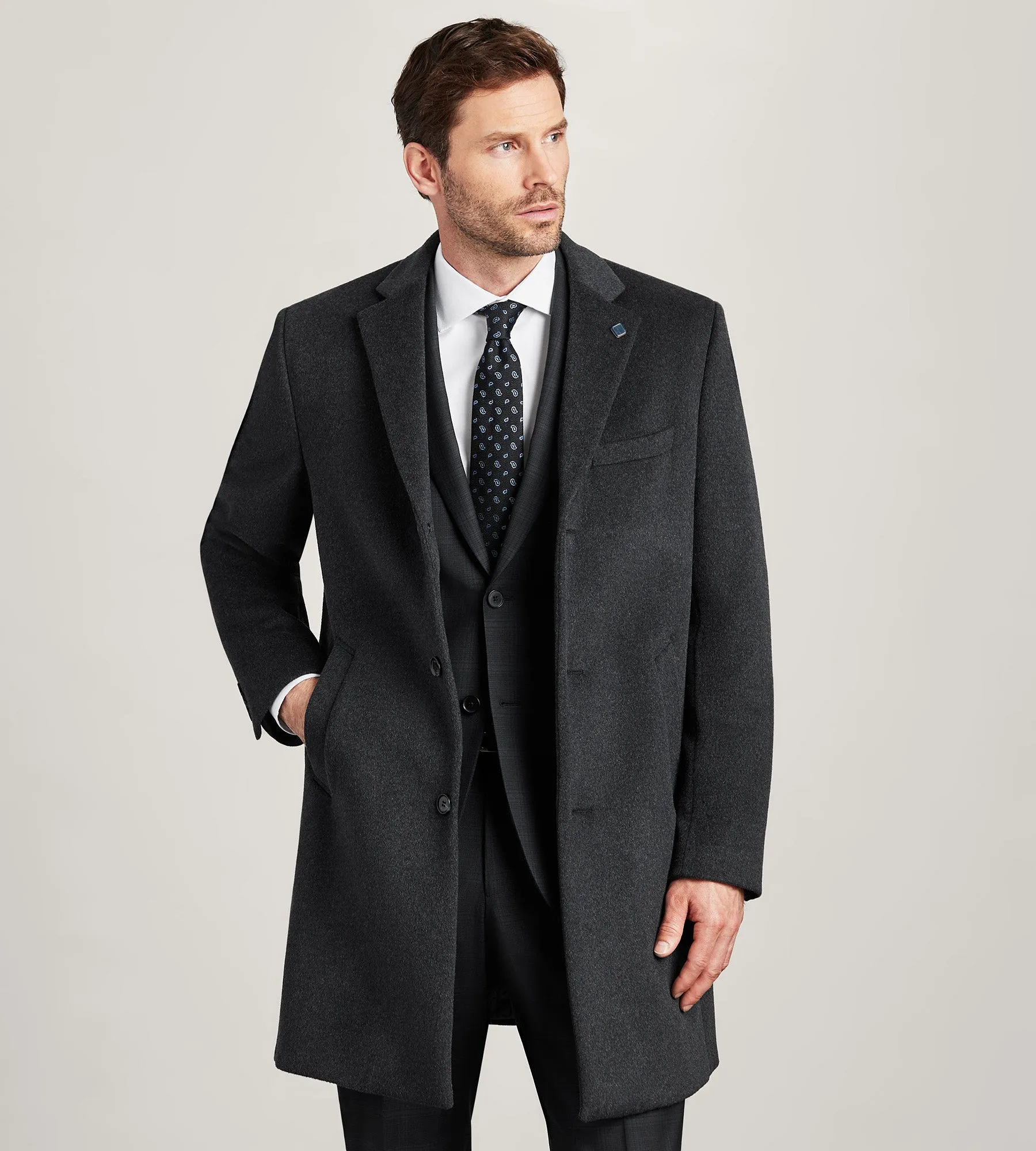 Modern Fit Water-Resistant Long Wool Coat sold by Tip Top