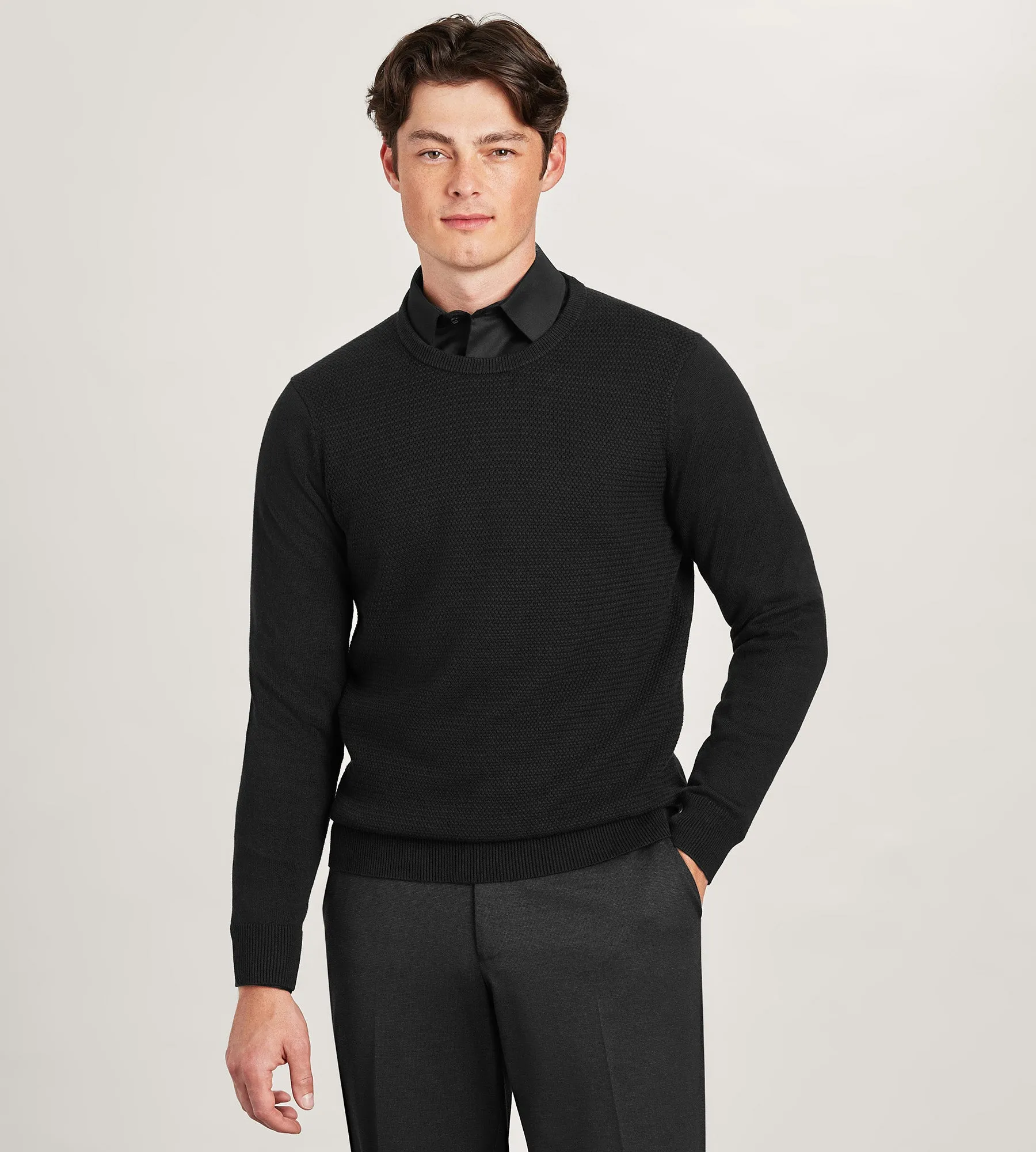 Long Sleeve Cotton Merino Blend Crew Neck Sweater sold by Tip Top product image thumbnail 4
