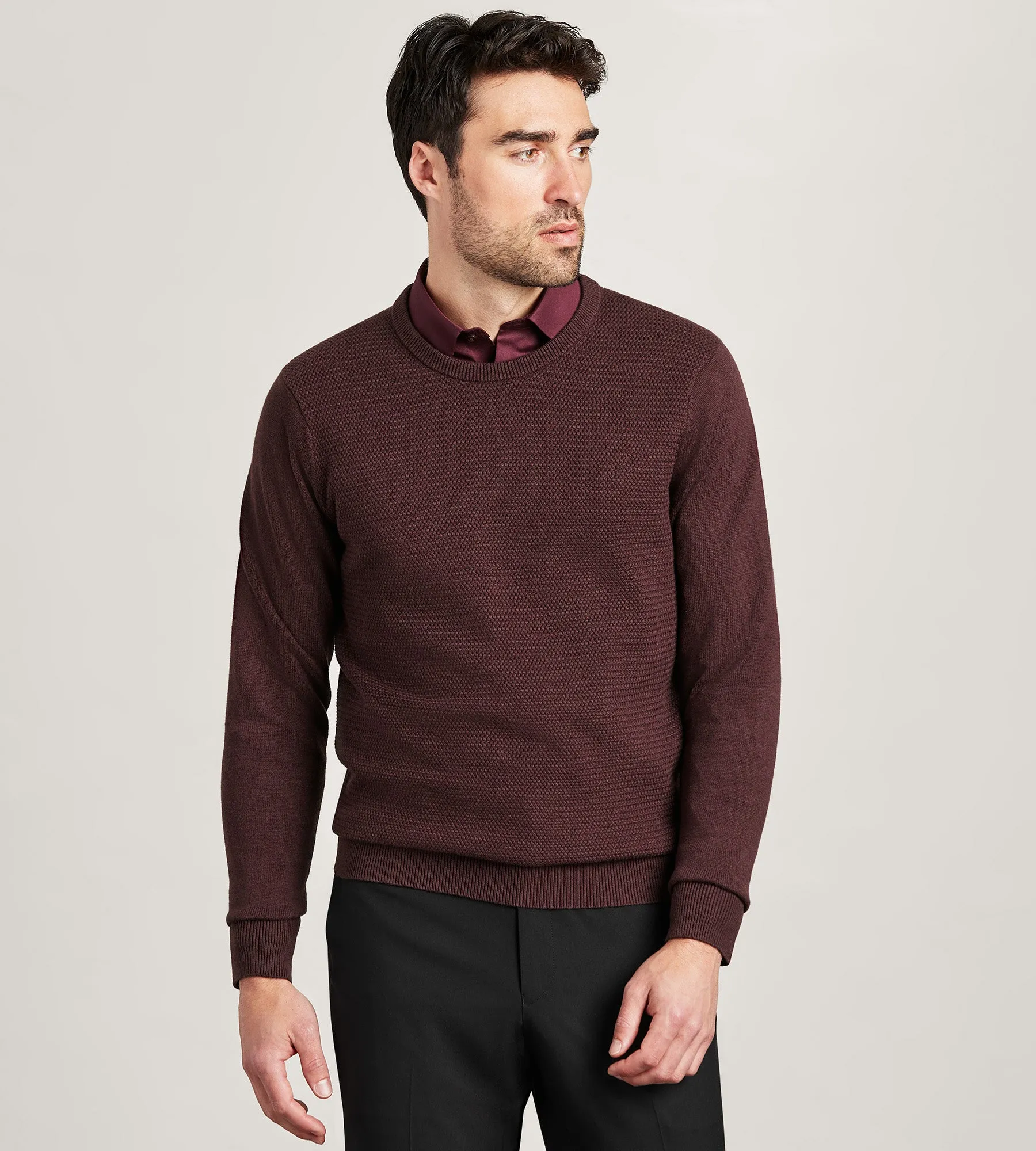 Long Sleeve Cotton Merino Blend Crew Neck Sweater sold by Tip Top