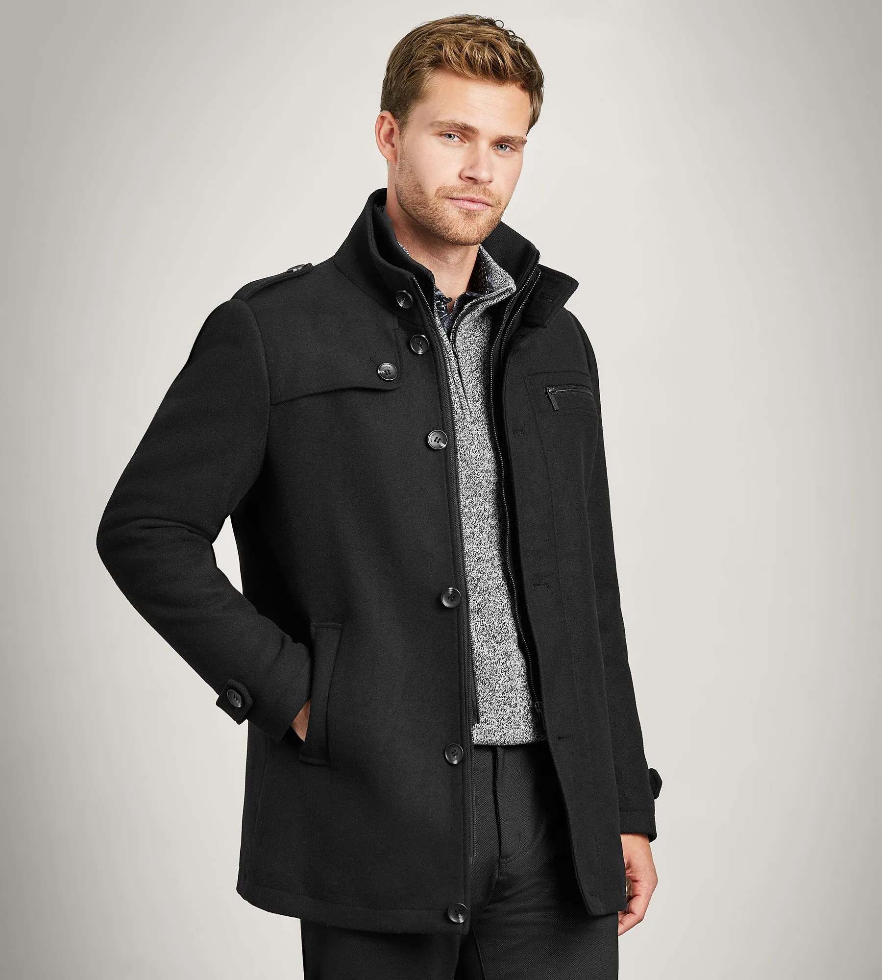 Modern Fit Mid-Length Field Coat with Bib sold by Tip Top