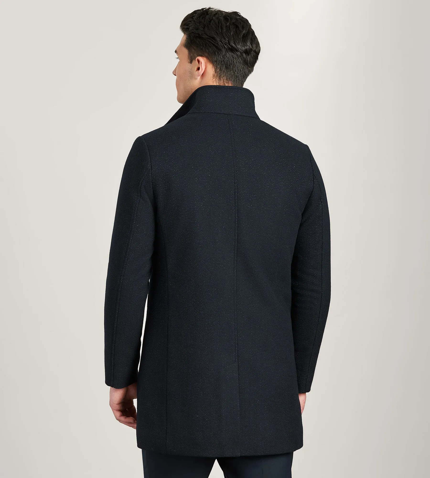 Slim Fit Funnel Collar Houndstooth Wool Coat sold by Tip Top product image thumbnail 3