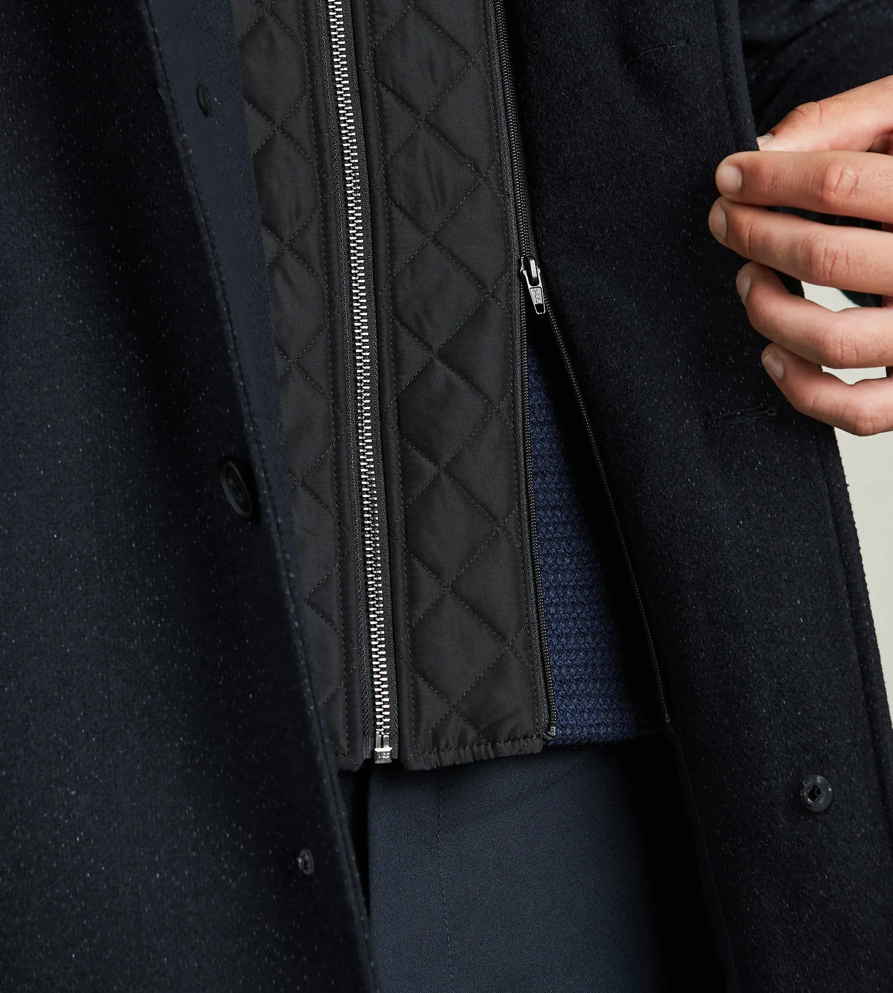 Slim Fit Funnel Collar Houndstooth Wool Coat sold by Tip Top product image thumbnail 4